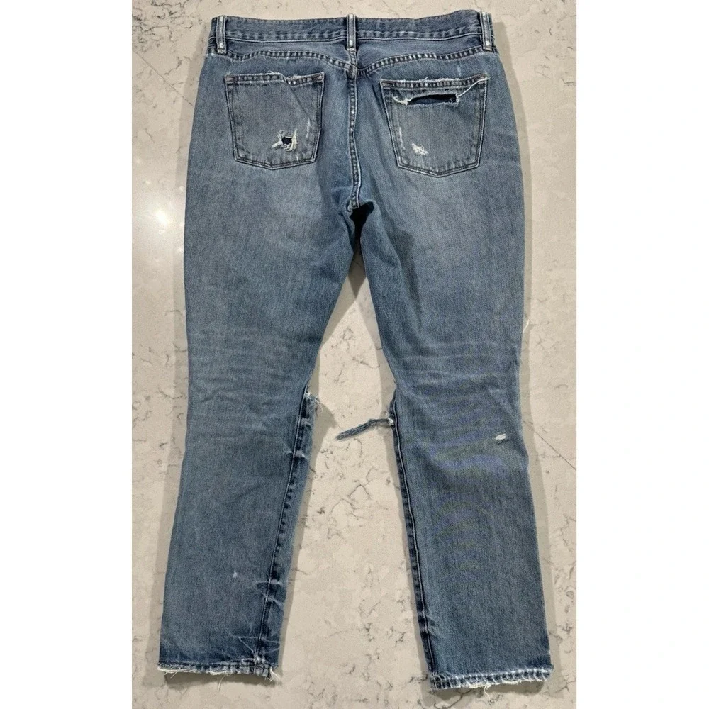 J.Crew Broken In Boyfriend Jeans Womens 28 Distressed Slim Straight Blue B0718